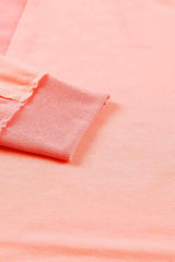 Ribbed Trim Panel Long Sleeve Top Women's T-Shirts - Tophatter Daily Deals
