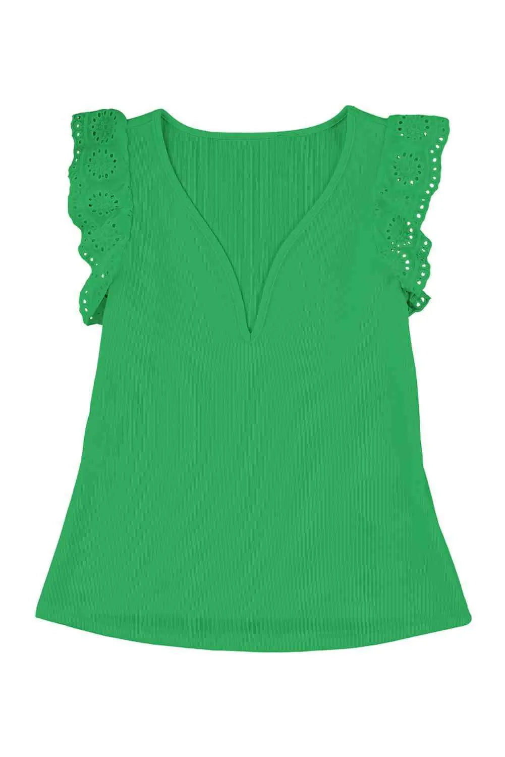 Deep V Lace Butterfly Sleeve Top Blouses - Tophatter Daily Deals