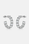 Inlaid Zircon C-Hoop Earrings Silver One Size Earrings - Tophatter Daily Deals