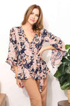 Sew In Love Full Size Angel Sleeve Top with Wrap Tie Body Blouses - Tophatter Daily Deals