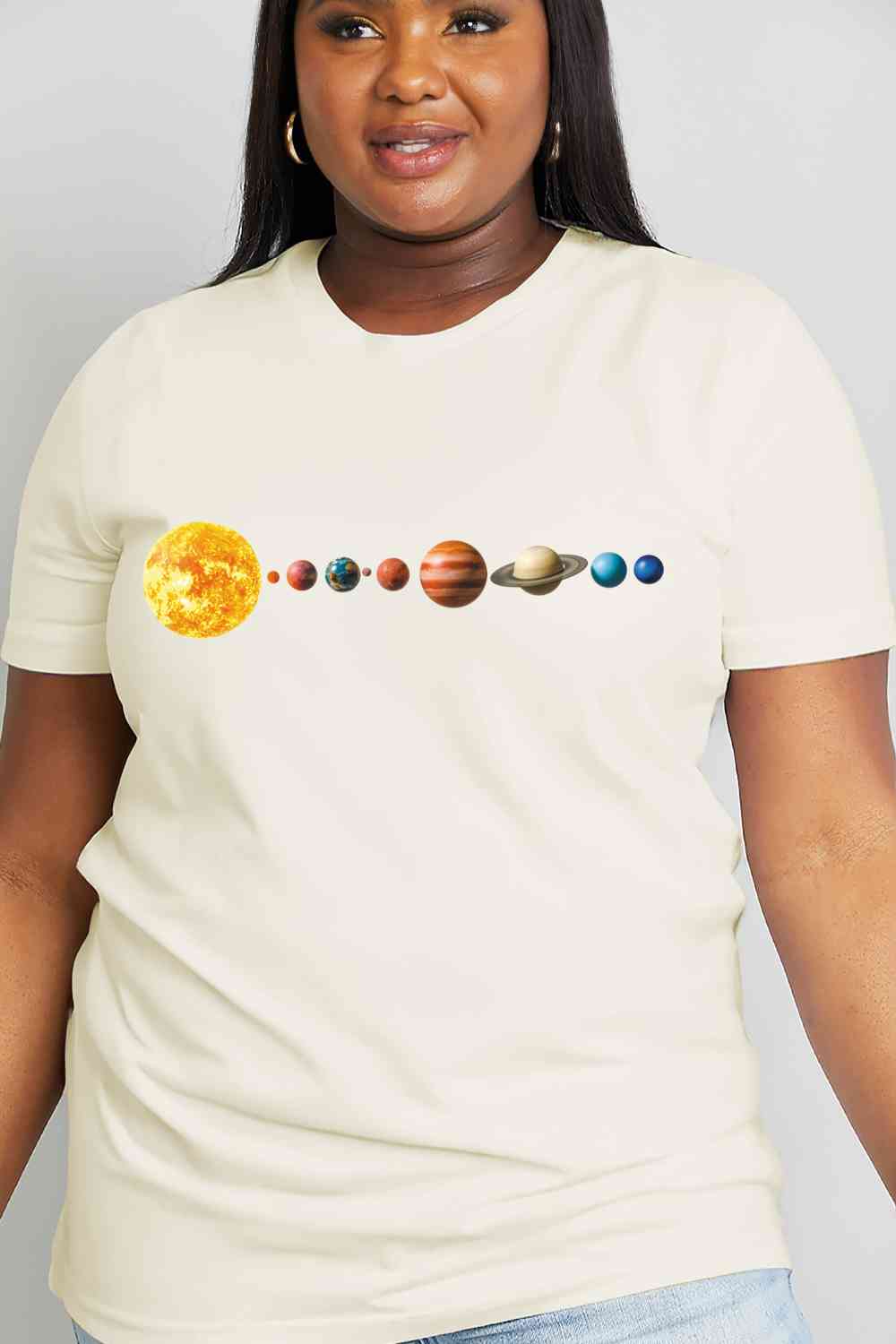 Simply Love Full Size Solar System Graphic Cotton Tee Women's T-Shirts - Tophatter Daily Deals