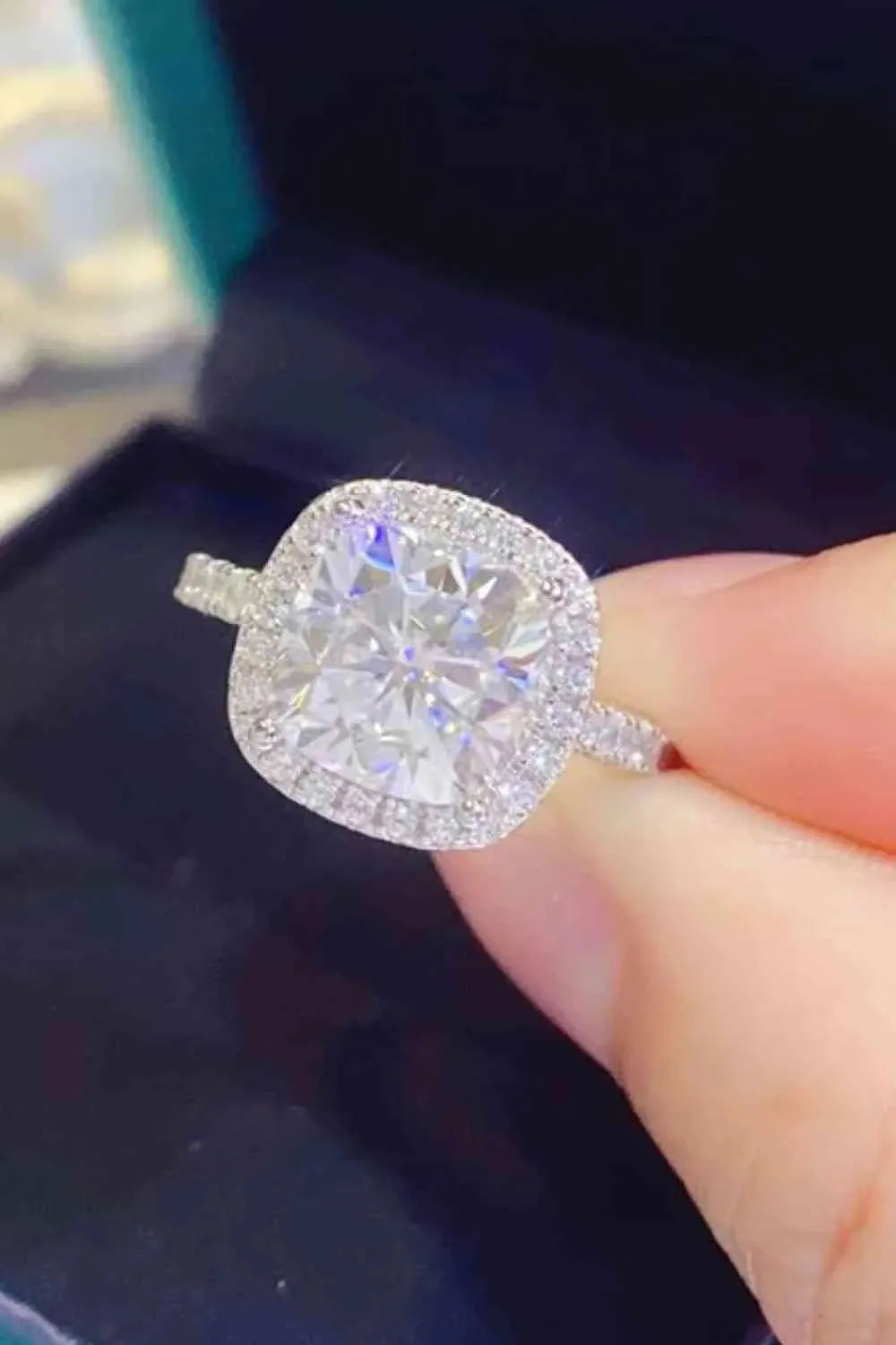 3 Carat Moissanite 925 Sterling Silver Square Ring Moissanite - Tophatter Daily Deals