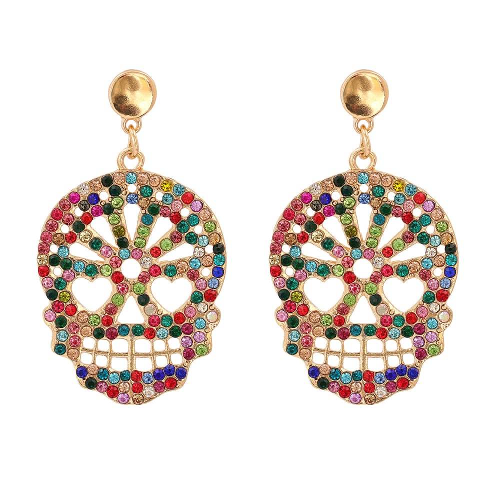 Skull Rhinestone Alloy Earrings Multicolor One Size Earrings - Tophatter Daily Deals