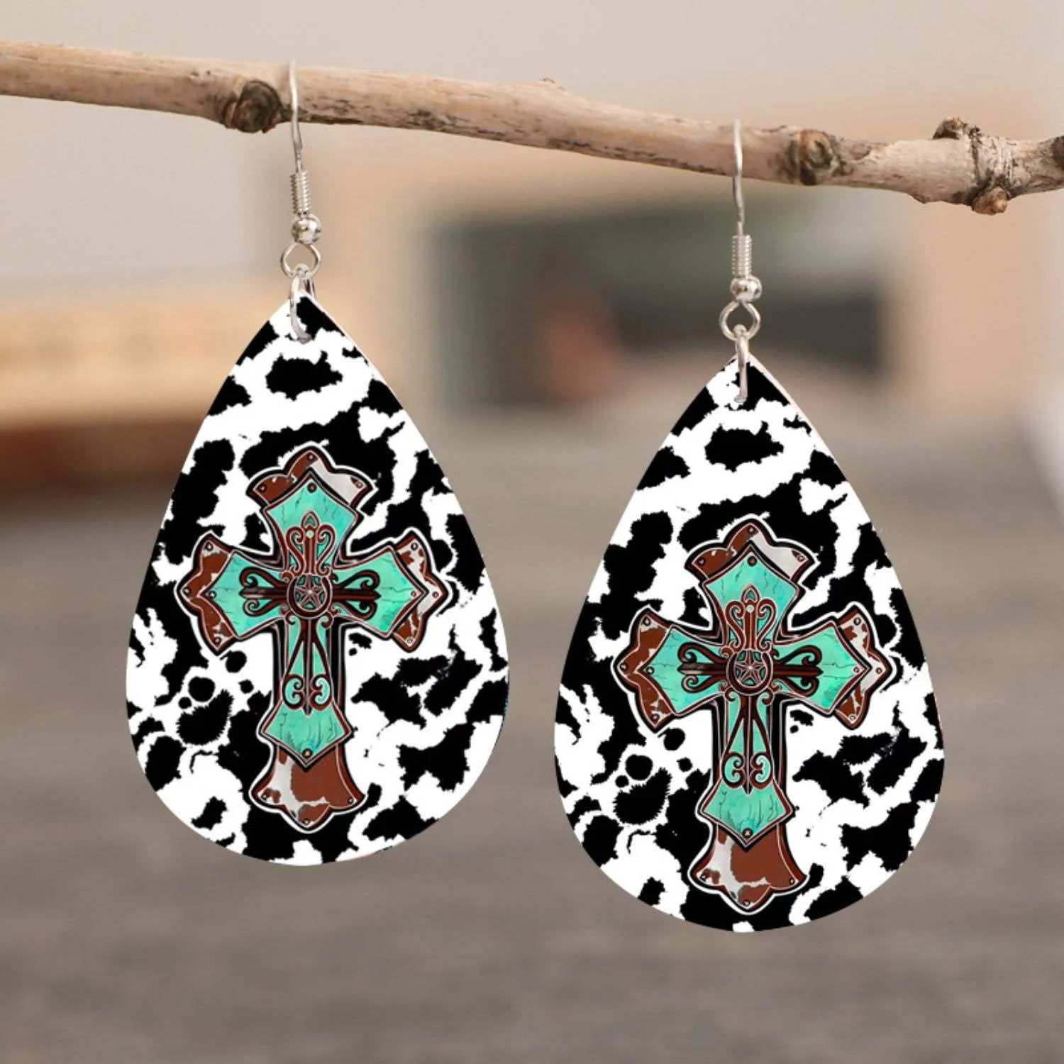 PU Leather Iron Hook Teardrop Earrings Style C One Size Earrings - Tophatter Daily Deals