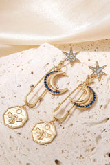 5-Pair Wholesale Inlaid Rhinestone Moon and Star Drop Earrings Earrings - Tophatter Daily Deals