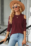 Round Neck Cold Shoulder T-Shirt Women's T-Shirts - Tophatter Daily Deals