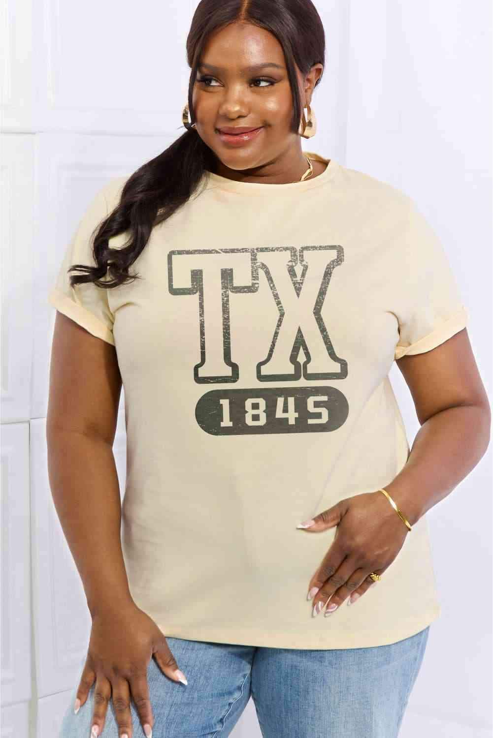 Simply Love Full Size TX 1845 Graphic Cotton Tee Women's T-Shirts - Tophatter Daily Deals