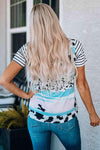 Mixed Print Round Neck Tee Women's T-Shirts - Tophatter Daily Deals