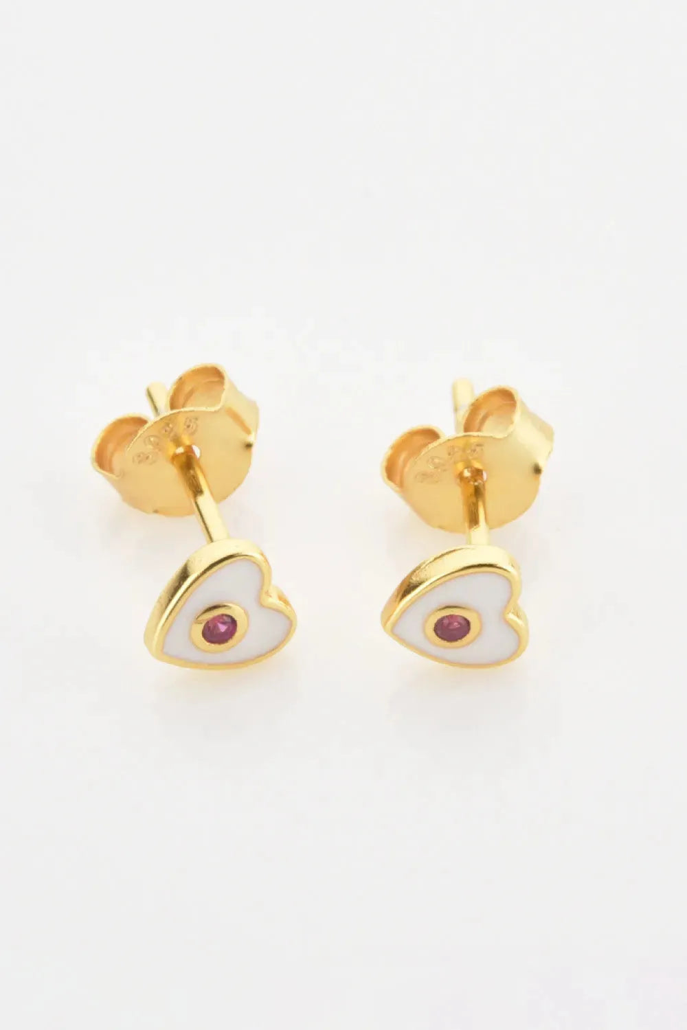 Zircon 925 Sterling Silver Heart Stud Earrings Earrings - Tophatter Daily Deals