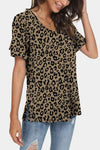 Leopard Print V-Neck Short Sleeve T-Shirt Women's T-Shirts - Tophatter Daily Deals