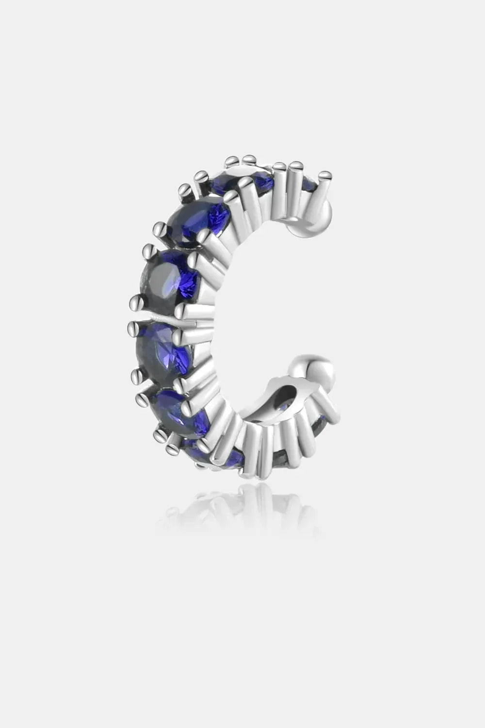 Inlaid Zircon Single Cuff Earring Silver Blue One Size Earrings - Tophatter Daily Deals