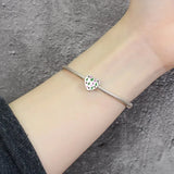 One Piece 925 Sterling Silver Heart Bead Charm Bracelets - Tophatter Daily Deals