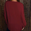 Round Neck Long Sleeve Ruched Blouse Blouses - Tophatter Daily Deals