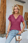 V-Neck Petal Sleeve T-Shirt Women's T-Shirts - Tophatter Daily Deals