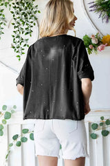 Distressed Asymmetric Hem Cropped Tee Shirt Women's T-Shirts - Tophatter Daily Deals