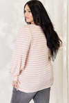 Celeste Full Size Long Bishop Sleeve Striped Top Blouses - Tophatter Daily Deals