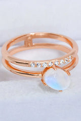 Natural Moonstone and Zircon Double-Layered Ring Moonstone - Tophatter Daily Deals