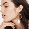 Alloy & Rhinestone Hoop Drop Earrings White One Size Earrings - Tophatter Daily Deals