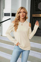 Dropped Shoulder Long Sleeve Blouse Ivory Blouses - Tophatter Daily Deals