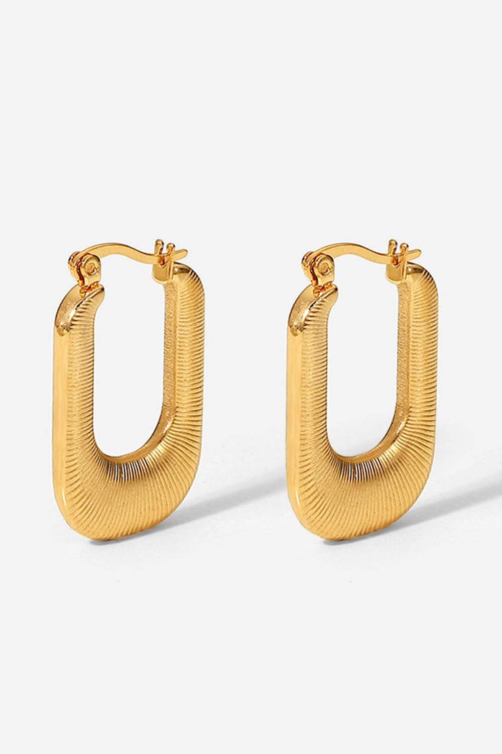 Good Luck Charm Screw-Thread U-Shaped Earrings Gold One Size Earrings - Tophatter Daily Deals