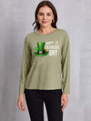 HAPPY ST. PATRICK'S DAY Round Neck T-Shirt Sage Women's T-Shirts - Tophatter Daily Deals