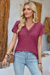 V-Neck Petal Sleeve T-Shirt Women's T-Shirts - Tophatter Daily Deals