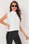 Mock Neck Cap Sleeve Blouse Blouses - Tophatter Daily Deals