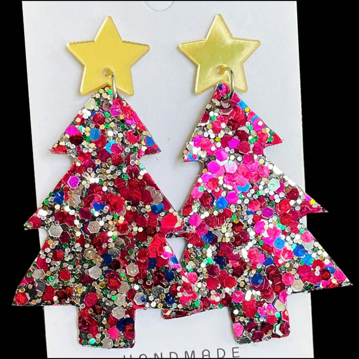 Christmas Tree Acrylic Dangle Earrings Deep Rose One Size Earrings - Tophatter Daily Deals