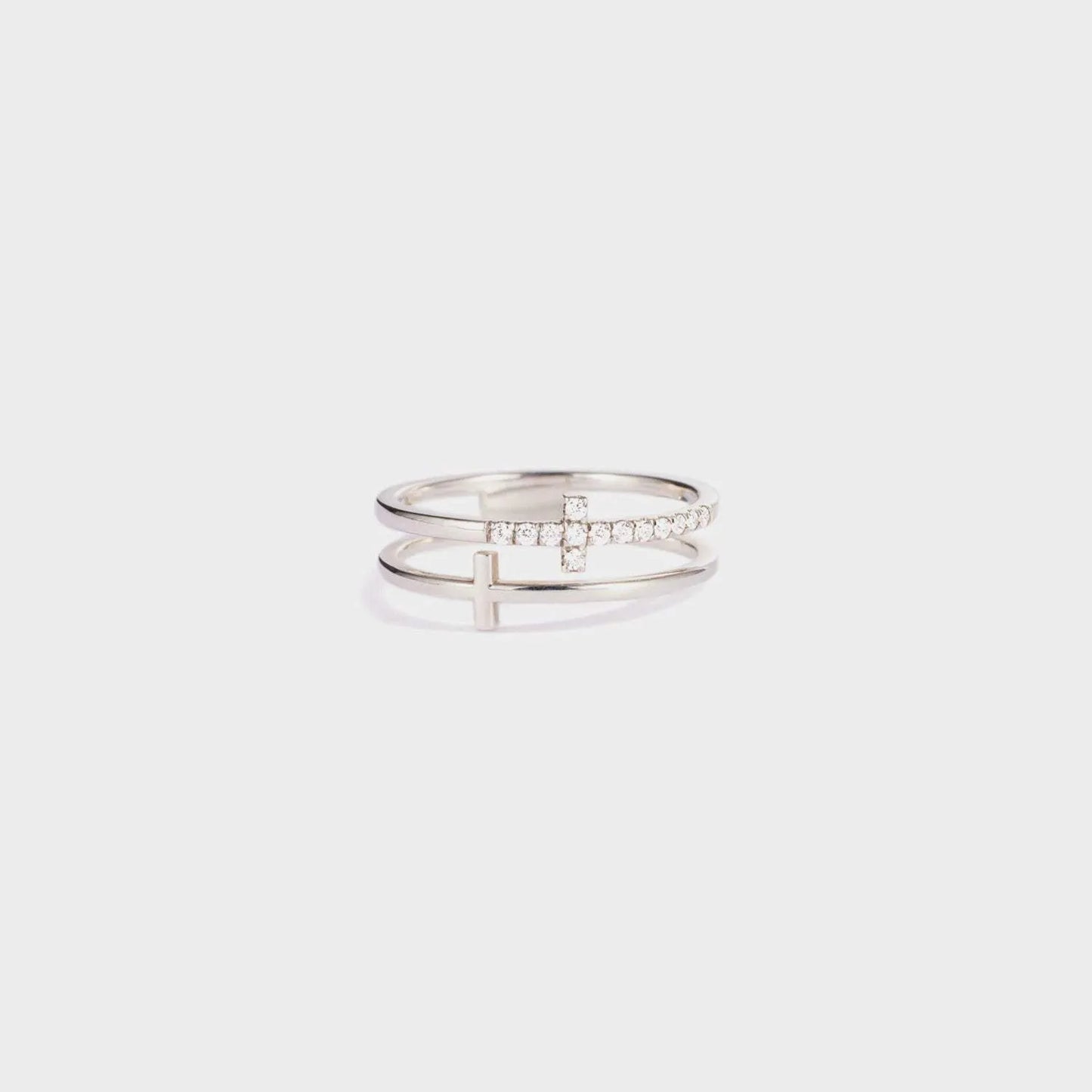 925 Sterling Silver Double Cross Ring Silver Rings - Tophatter Daily Deals