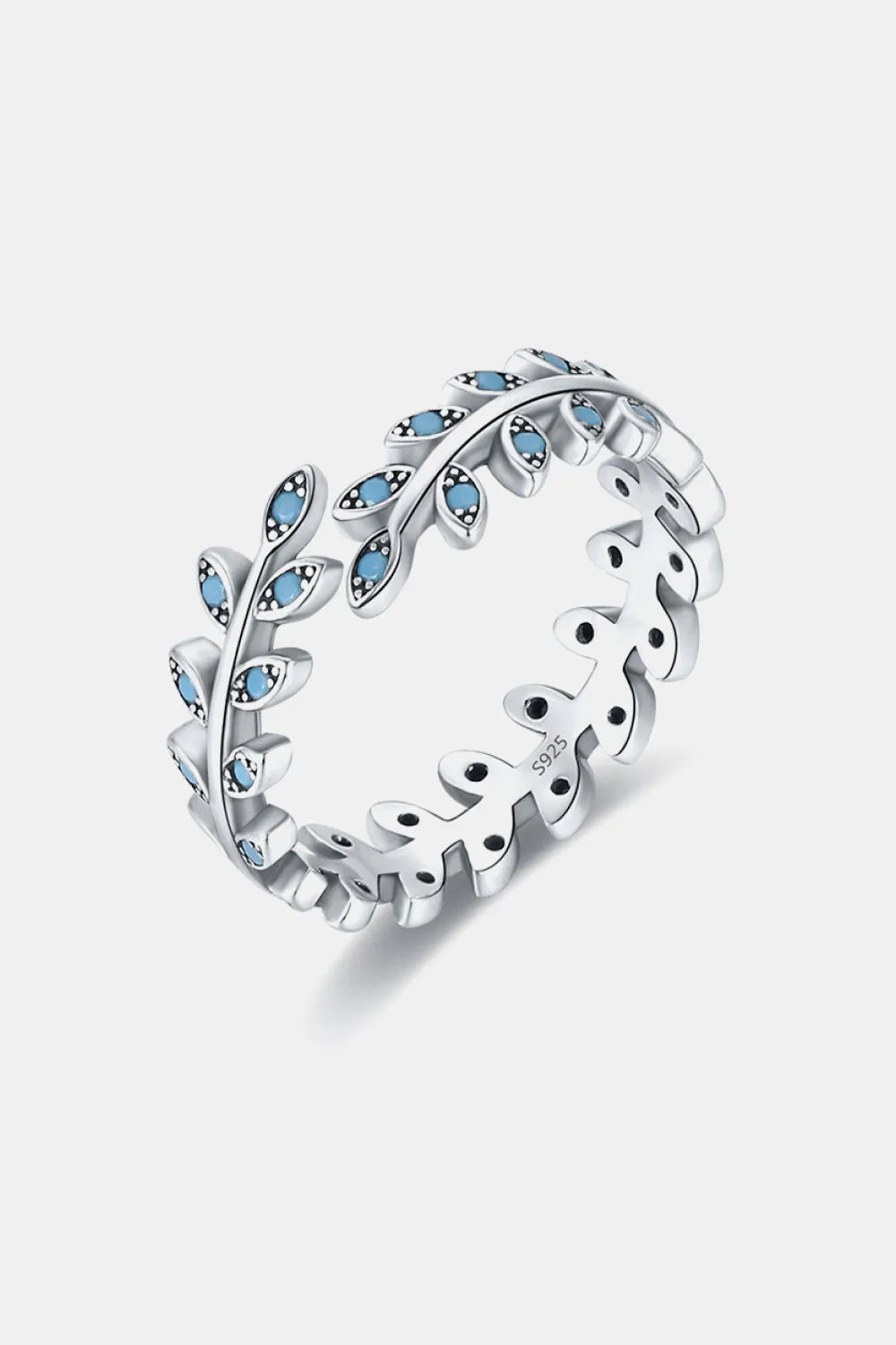 925 Sterling Silver Leaf Shape Artificial Turquoise Bypass Ring Silver One Size Rings - Tophatter Daily Deals