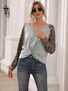 Leopard Twist Front Cold-Shoulder Tee Women's T-Shirts - Tophatter Daily Deals