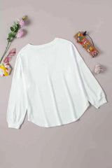 Button Detail Curved Hem Top Blouses - Tophatter Daily Deals