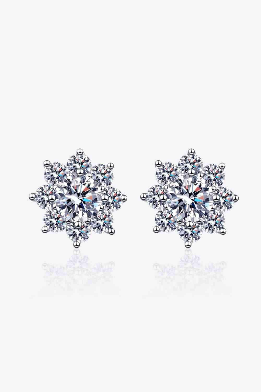 1 Carat Moissanite 925 Sterling Silver Flower Earrings Silver One Size Moissanite - Tophatter Daily Deals