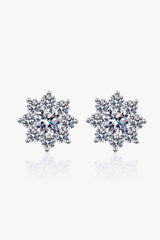 1 Carat Moissanite 925 Sterling Silver Flower Earrings Silver One Size Moissanite - Tophatter Daily Deals