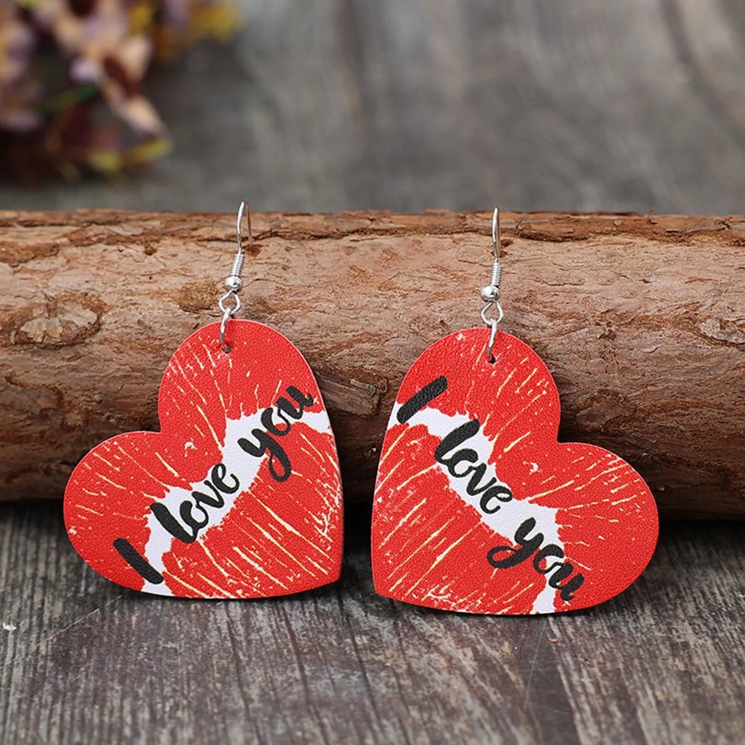 I LOVE YOU Heart Leather Earrings Earrings - Tophatter Daily Deals