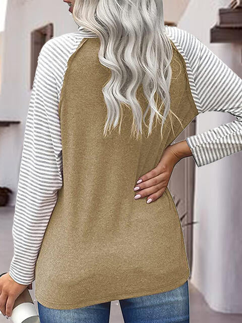 Striped Turtleneck Long Sleeve T-Shirt Women's T-Shirts - Tophatter Daily Deals