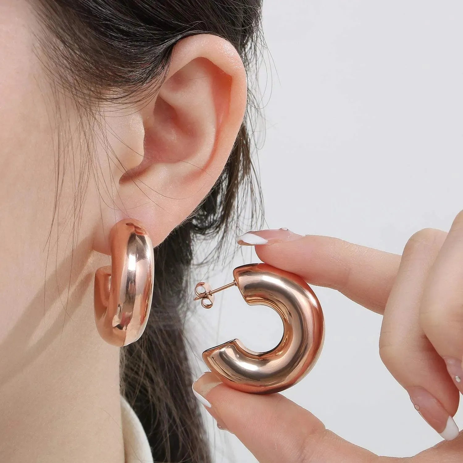Stainless Steel C-Hoop Earrings Earrings - Tophatter Daily Deals