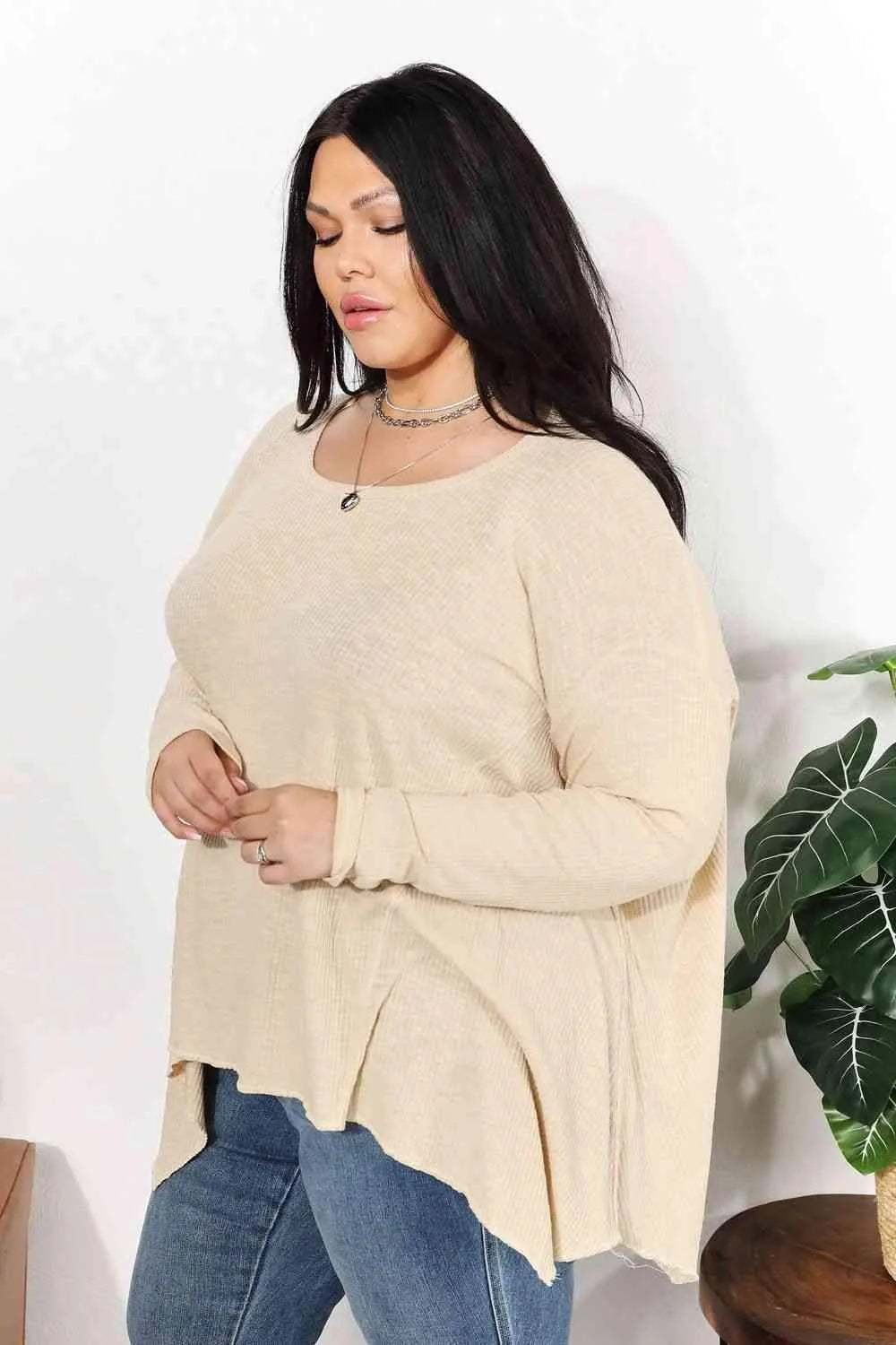 HEYSON Full Size Oversized Super Soft Ribbed Top Blouses - Tophatter Daily Deals