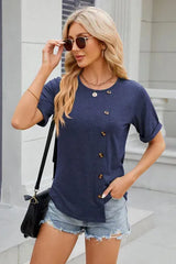 Round Neck Short Sleeve T-Shirt Women's T-Shirts - Tophatter Daily Deals
