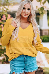 Ribbed Lace Trim V-Neck Top Blouses - Tophatter Daily Deals
