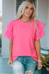 Layered Mesh Sleeve Round Neck Tee Women's T-Shirts - Tophatter Daily Deals