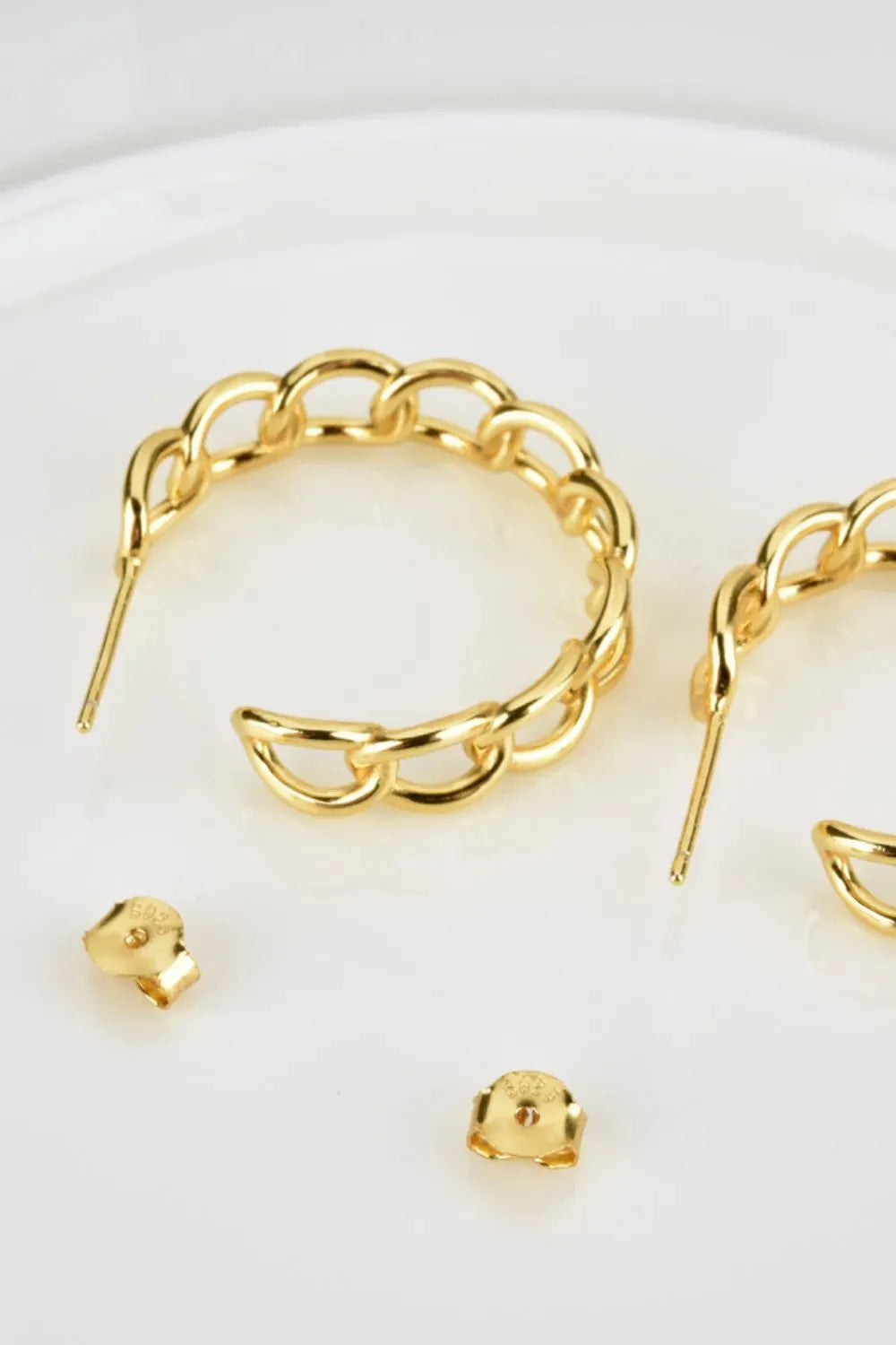 Chain C-Hoop 925 Sterling Silver Earrings Earrings - Tophatter Daily Deals