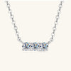 925 Sterling Silver Inlaid Moissanite Bar Necklace Silver One Size Moissanite - Tophatter Daily Deals