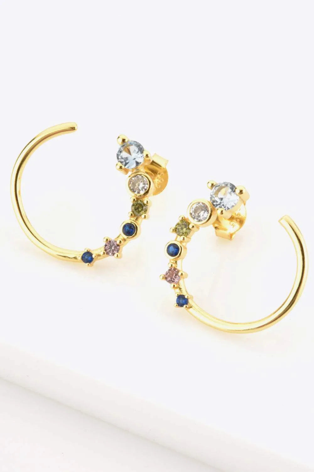 18K Gold-Plated 925 Sterling Silver C-Hoop Earrings Earrings - Tophatter Daily Deals