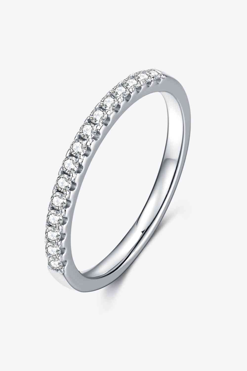 Moissanite Platinum-Plated Half-Eternity Ring Moissanite - Tophatter Daily Deals