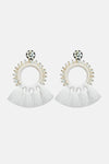 Bead Detail Tassel Dangle Earrings White One Size Earrings - Tophatter Daily Deals