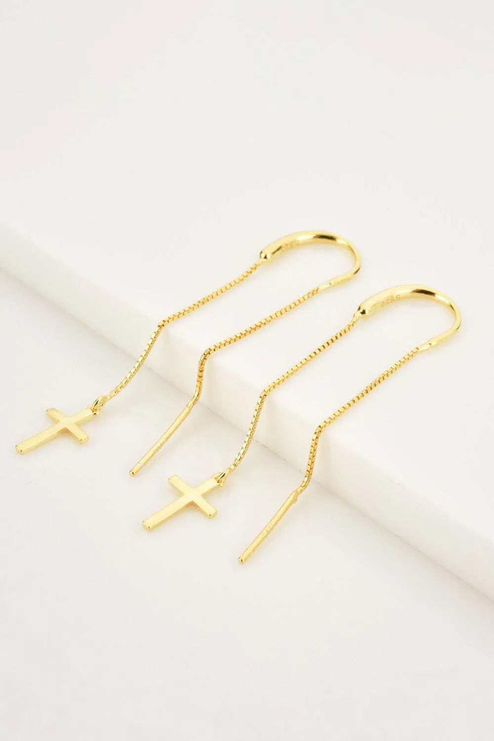 925 Sterling Silver Cross Threader Earrings Earrings - Tophatter Daily Deals
