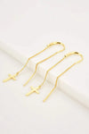 925 Sterling Silver Cross Threader Earrings Earrings - Tophatter Daily Deals