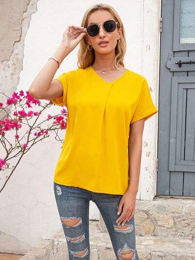 V-Neck Short Sleeve T-Shirt Women's T-Shirts - Tophatter Daily Deals