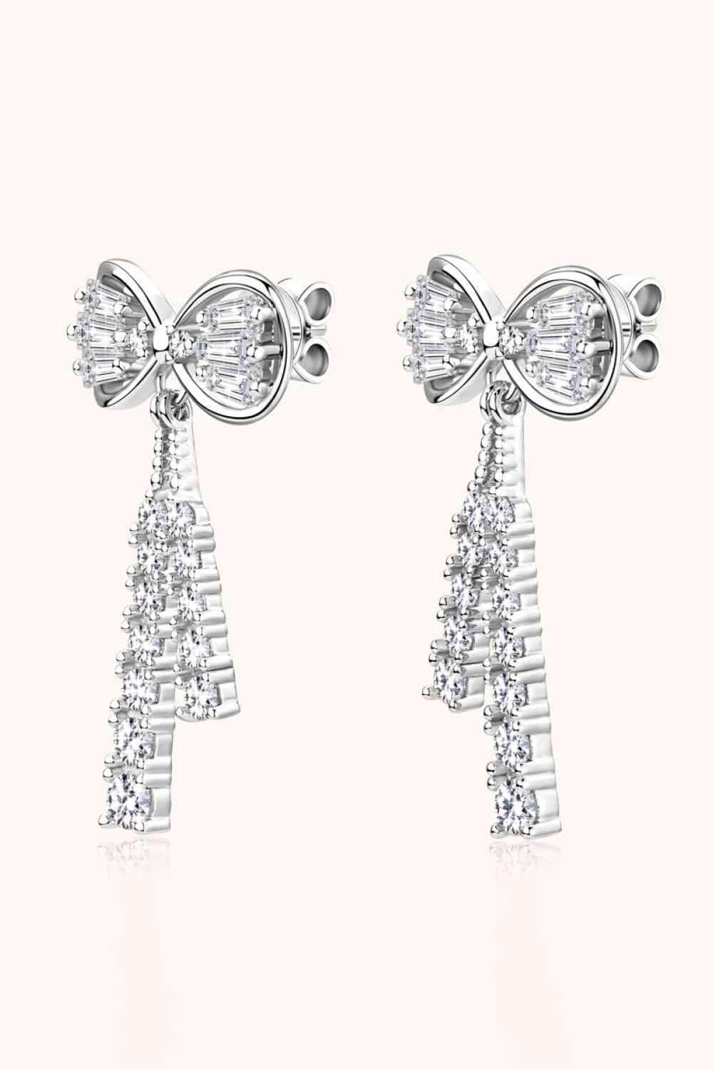 1.12 Carat Moissanite 925 Sterling Silver Bow Earrings Moissanite - Tophatter Daily Deals